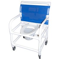 Show product details for 24" Wide Shower / Commode Chair with Elongated Commode Seat (Bar in Back)