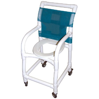 15" Wide PVC Shower / Commode Chair with Standard Commode Seat