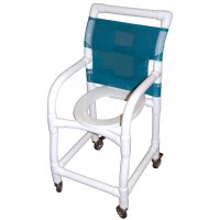 Show product details for 15" Wide PVC Shower / Commode Chair with Standard Commode Seat