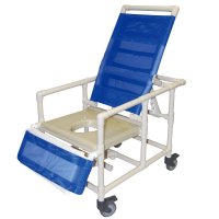 Show product details for 24" Wide Reclining Shower / Commode Chair with Legrest, Sliding Footrest and Vacuum Formed Seat