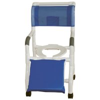 Show product details for 18" PVC Shower/Commode Chair - Uni-lateral or Bi-lateral Below Knee Amputee - Open Front Seat