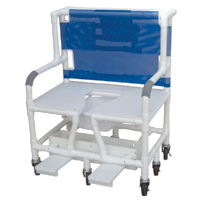 30" Bariatric Shower/Commode Chair - Full Support Seat - w/Individual Sliding, Self Storing Footrest - Weight Capacity 700 lbs