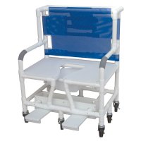 Show product details for 30" Bariatric Shower/Commode Chair - Full Support Seat - w/Individual Sliding, Self Storing Footrest - Weight Capacity 700 lbs