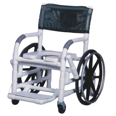 22" Self Propelled Aquatic/Rehab Shower Chair w/24" Rear Wheels Open Front Soft Seat