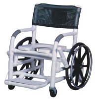 Show product details for 26" Self Propelled Aquatic/Rehab Shower Chair w/24" Rear Wheels Open Front Soft Seat