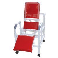 Show product details for 20" PVC Reclining Shower/Commode Chair - Open Front Seat - w/Leg Extension