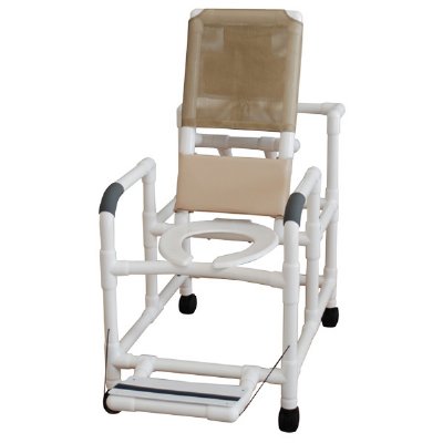 20" PVC Reclining Shower/Commode Chair - Open Front Seat - w/Folding Footrest