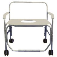 Show product details for Heavy-Duty Shower/Commode Chair - with Bench Seat - with Commode Opening