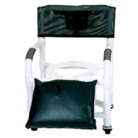 Show product details for 26" PVC Shower/Commode Chair - Uni-lateral or Bi-lateral Below Knee Amputee - Open Front Seat - Weight Capacity 425 lbs.