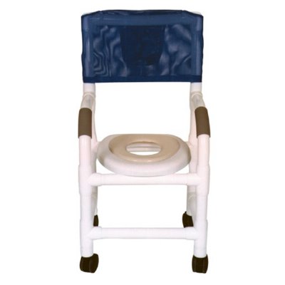 MJM 15"W PVC Shower Chair for Pediatric/Sm. Adult w/Open Front Soft Seat, Reducer Seat, 3" Twin Casters