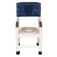 Show product details for MJM 15"W PVC Shower Chair for Pediatric/Sm. Adult w/Open Front Soft Seat, Reducer Seat, 3" Twin Casters