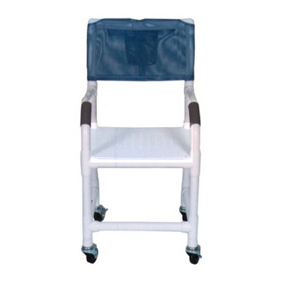 PVC Shower Chair 22", 3"x1-1/4" Heavy Duty Casters, Flatstock Seat w/Drain Holes