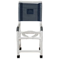 Show product details for 18" PVC Shower/Commode Chair - High Back - Open Front Seat