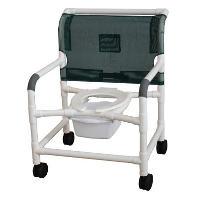 Ex-Wide PVC Shower Chair 26", 4"x1-1/4" Heavy Duty Casters w/out Bar in Back, Flatstock Seat w/Drain Holes
