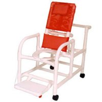 Show product details for 20" Econo Line PVC Reclining Shower/Commode Chair - Open Front Seat