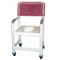 18" PVC Shower Chair w/Full Support Seat, 3" x 1 1/4" Heavy Duty Casters