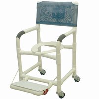 18" PVC Shower Chair w/Folding Footrest, 3" x 1 1/4" Heavy Duty Casters