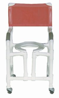 18" PVC Shower/Commode Chair - Vertical Open Front - Open Front Seat