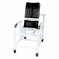 20" PVC Reclining Shower/Commode Chair - Open Front Seat