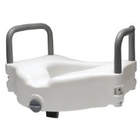 Raised Lock Tight Toilet Seat W/ Armrest