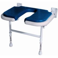 Show product details for AKW Wall Mounted Fold Up Wide U-Shaped Padded Shower Seat, Color Choice