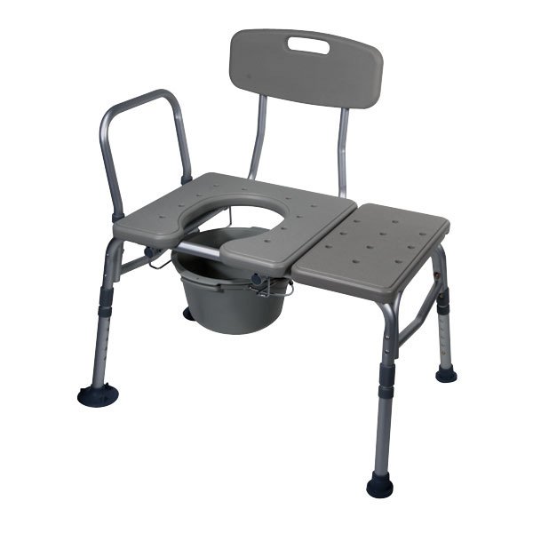 Drive Medical Transfer Bench With Plastic Seat And Commode Opening With 7 5qt Pail
