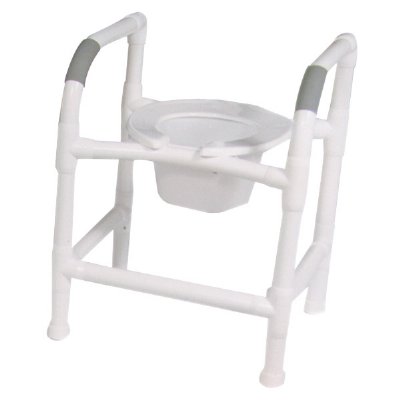 3 in 1 Commode (Adj. Height) 7 qt. Pail, Deluxe Elongated Open Front Seat