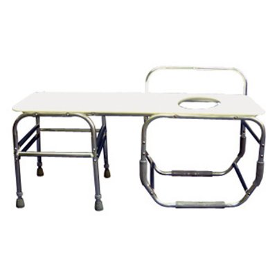 Heavy-Duty 15 1/4" Seat Depth Bathtub Transfer Bench - Seat on Left with Commode Opening - Weight Capacity 650 lbs.