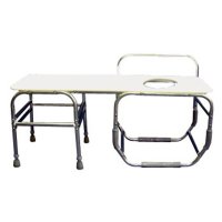 Show product details for Heavy-Duty 15 1/4" Seat Depth Bathtub Transfer Bench - Seat on Left with Commode Opening - Weight Capacity 650 lbs.