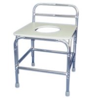 Show product details for Heavy-Duty Shower Stool - with Commode Opening and Back 