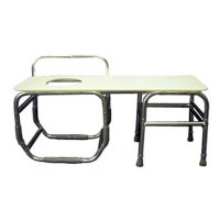 Show product details for Heavy-Duty 20" Seat Depth Bathtub Transfer Bench - Seat on Right with Commode Opening