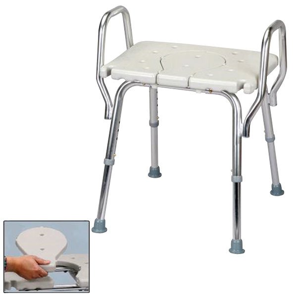 Shower Chair With Arms And Replacable Cut Out Seat
