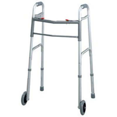 Deluxe Folding Walker, Two Button Release, with 5" Wheels, Junior