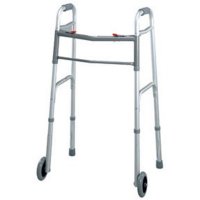 Show product details for Deluxe Folding Walker, Two Button Release, with 5" Wheels, Junior