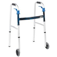 Show product details for Drive Medical Trigger Release Folding Walker with 5" Wheels