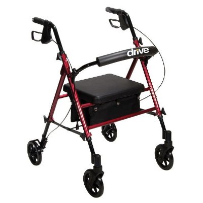 Drive Medical Aluminum Rollator with Height Adjustable Seat and Removable Back