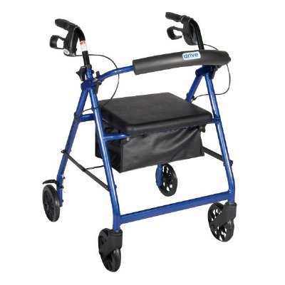 Drive Aluminum Rollator w/Padded Seat, 8" Wheels, Loop Locks