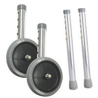 Show product details for Tall 5" Grey Rubber Fixed Wheels and Tall Extension Legs