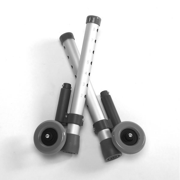 Walker Extension with 3" Gray Rubber Wheel with Brake