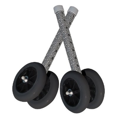 Drive Medical 5" Bariatric Walker Wheels with Rear Glides, Silver Vein Finish