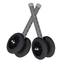 Show product details for Drive Medical 5" Bariatric Walker Wheels with Rear Glides, Silver Vein Finish