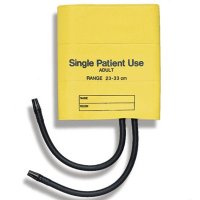 Show product details for Disposable Single-Patient Use Blood Pressure Cuff, Two-Tube, Adult, Yellow, 5 per Box