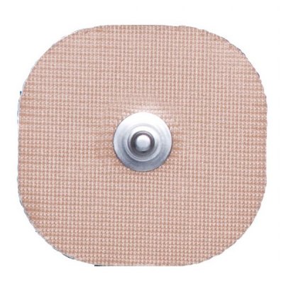 PMI Advantrode Elite Skin-Friendly Blue Gel TENS Electrodes 1.75" x 1.75" Sq. w/Snap Tan Tricot, 4 per Pack