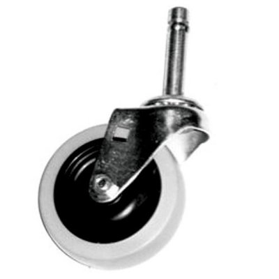 3" Zinc Plated,Grip Ring Swivel Caster w/o Brake, 7/16" Stem Diam, 1 29/32" Stem Length, Grey Rubber Wheels