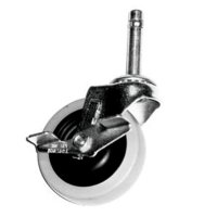 Show product details for 3" Zinc Plated,Grip Ring Swivel Caster w/Brake, 7/16" Stem Diam, 1 29/32" Stem Length, Grey Rubber Wheels