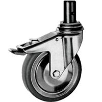 Show product details for 5" Tente Crosshole Swivel Caster, 1" Stem Diam., 1 3/4" Stem Length, Grey Rubber Wheel, Total Lock