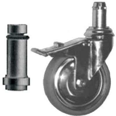 3" Tente Gray Rubber Caster, 7/16"Stem Dia., 1 29/32" Stem Length, Precision Bearing, Total Lock