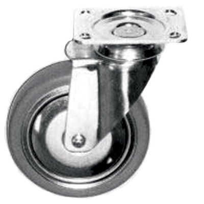 4" Rhombus Plated Caster, Gray Rubber Wheel, Precision Bearing, Swivel