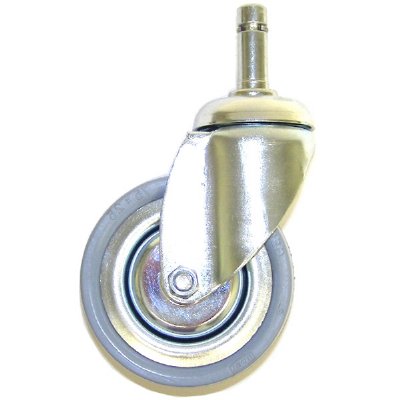 3" x 1" Tente Swivel Caster, Gray Rubber, Grip Ring, 7/16" Diameter, 1 15/16" Stem Length