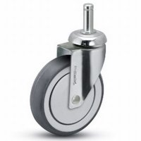 Show product details for 3" x 1" Steinco Swivel Caster, Gray Rubber, Grip Ring, 7/16" Diameter, 1 3/8" Stem Length